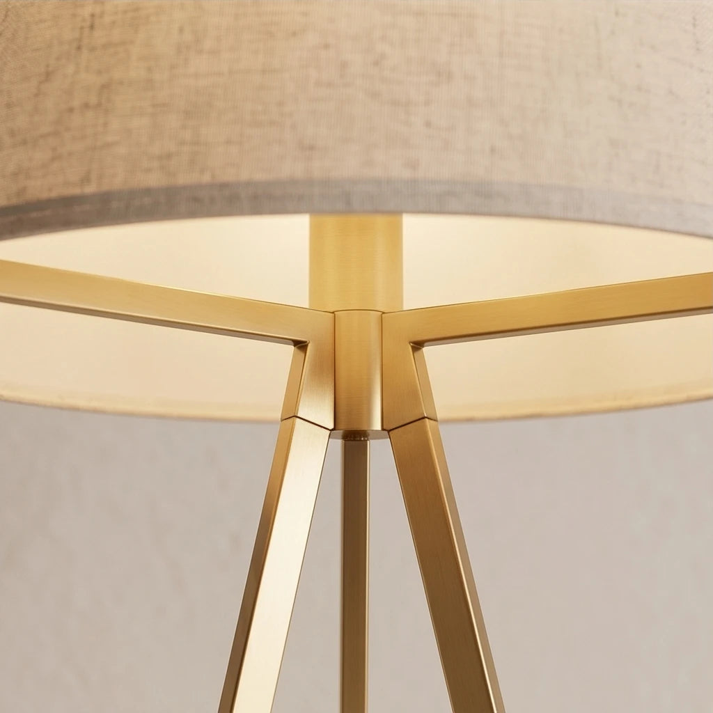 Mid-Century Tripod Floor Lamp with Linen Shade