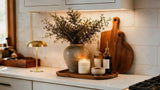 Kitchen counter lamp adding warm ambient light without rewiring