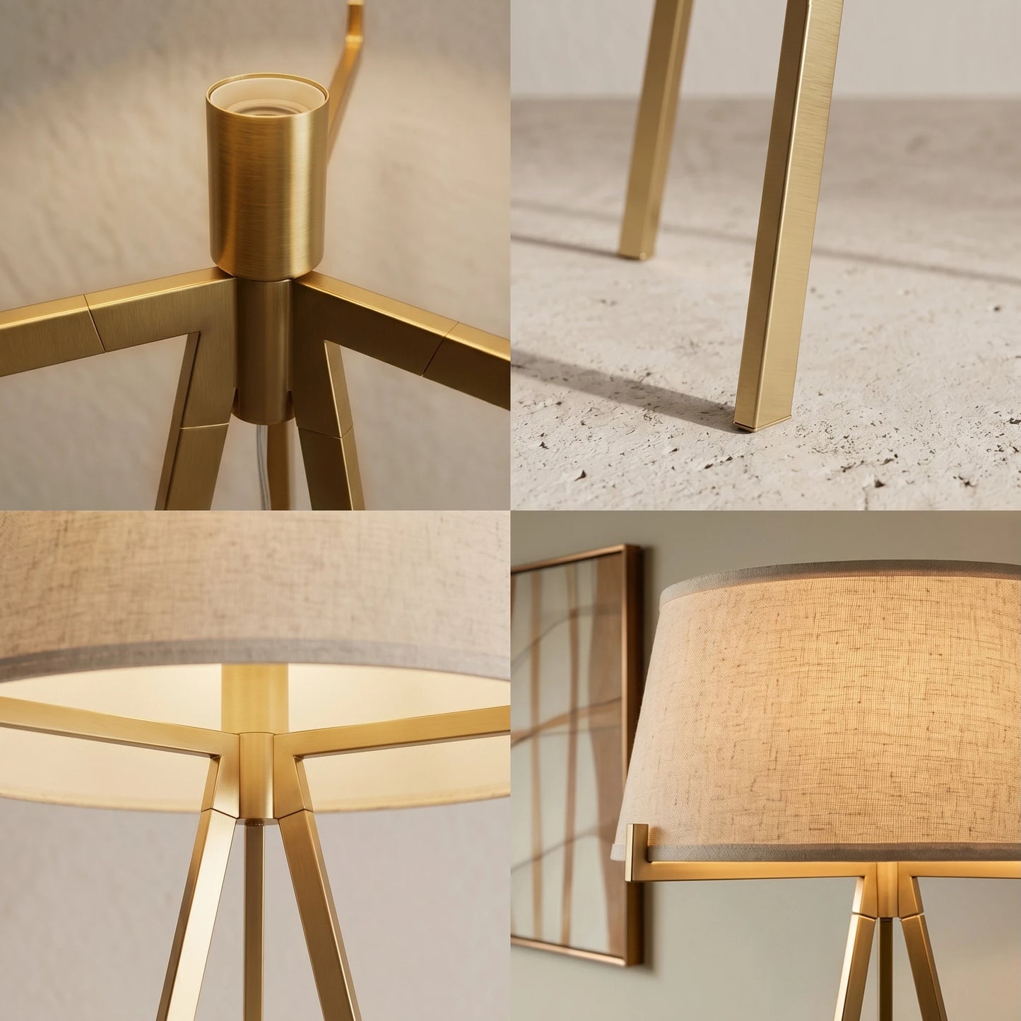 Mid-Century Tripod Floor Lamp with Linen Shade
