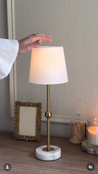 Cordless marble table lamp styled by @topova.home