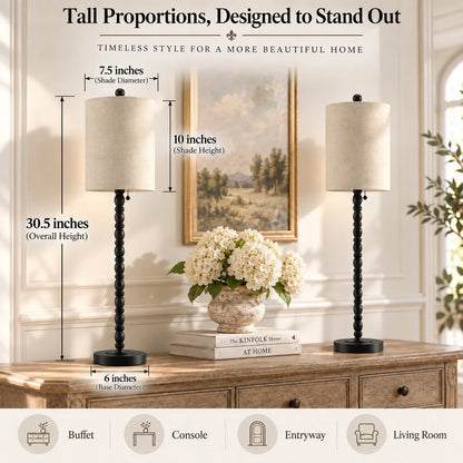 Lampworks buffet lamp dimensions: 30.5 inches tall with 7.5-inch shade and 6-inch base